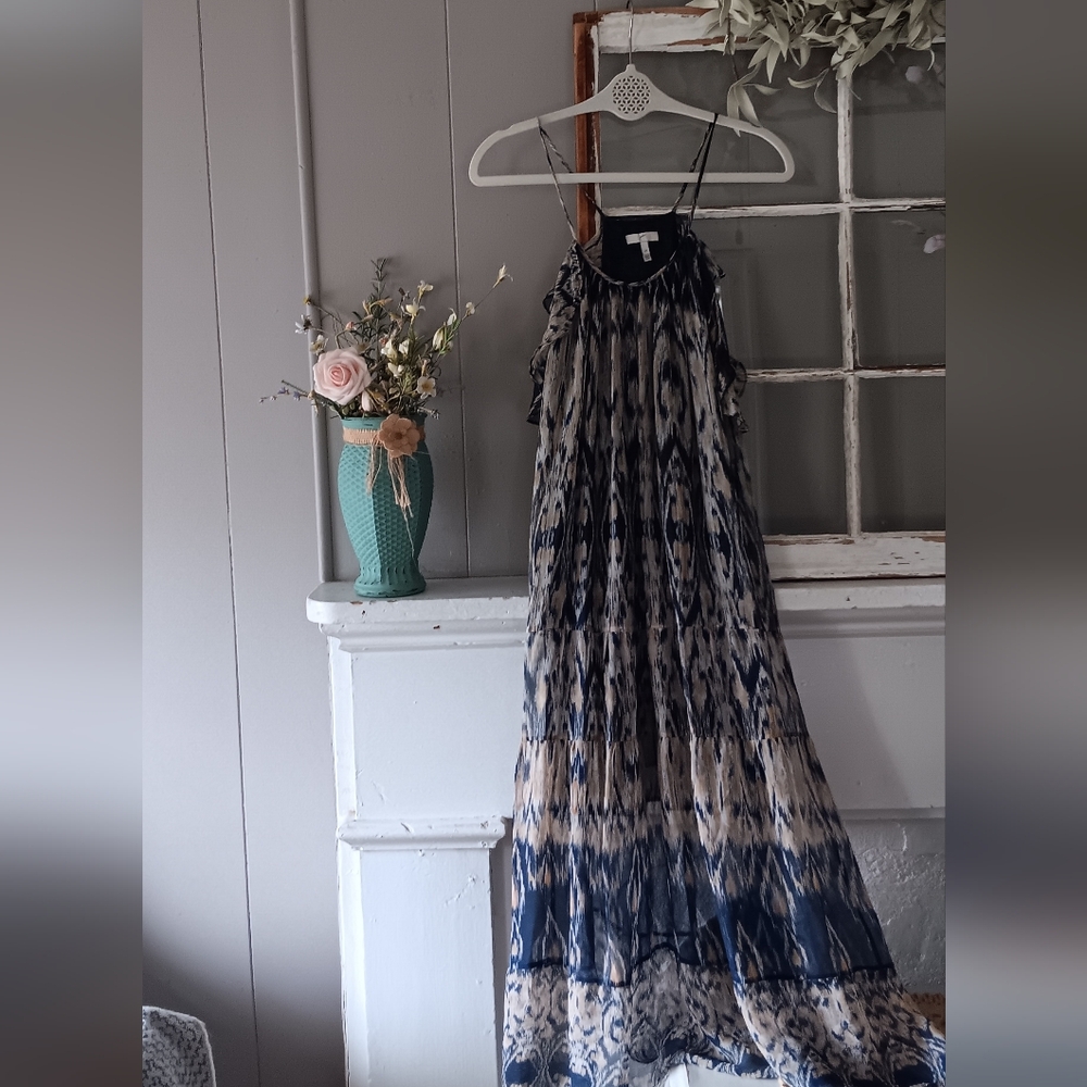 Joie 100% Silk  Multicolor Spaghetti Strap Maxi Dress Size M⚘️